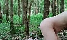 Bound Slave Flashes And Masturbates Outdoors In Forest!