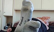 My White Sneaker Socks On Chubby European German Woman Showing Sexy Toes In Homemade Fetish
