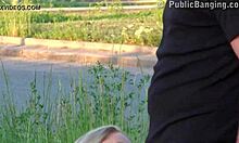 Pretty blonde enjoys street public gathering part 3