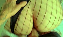 hot pov sex with brunette big ass in fishnets and stockings ends in creampie
