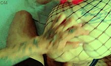 hot pov sex with brunette big ass in fishnets and stockings ends in creampie