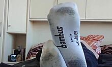 My White Sneaker Socks On Chubby European German Woman Showing Sexy Toes In Homemade Fetish