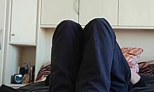 My White Sneaker Socks On Chubby European German Woman Showing Sexy Toes In Homemade Fetish