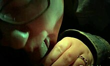 Eighteen-year-old teen eagerly sucks dick in public parking lot