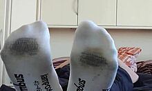 My White Sneaker Socks On Chubby European German Woman Showing Sexy Toes In Homemade Fetish