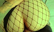 hot pov sex with brunette big ass in fishnets and stockings ends in creampie