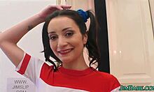 Stockinged bitch in heels casually gargles on spunk in old-young scene