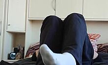 My White Sneaker Socks On Chubby European German Woman Showing Sexy Toes In Homemade Fetish