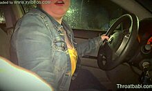 Eighteen-year-old teen eagerly sucks dick in public parking lot