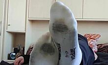 My White Sneaker Socks On Chubby European German Woman Showing Sexy Toes In Homemade Fetish