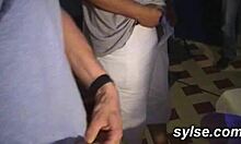 two french milfs in cinema exhibition with strapon and bukkake before exhibition and gangbang