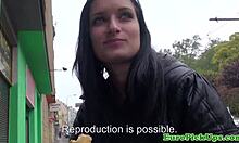 Euro slut flashes for cash in public, so tempting 😏💸