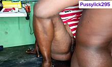 step sister gets her big pussy licked on the dining table