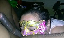 Ebony BBW whore takes facial cumshot from big cock!