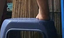 Stepmom relaxes while alone at home