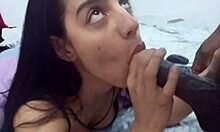 Brunette Slut Deepthroats Black Cock