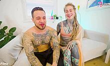 tattooed stretched atm & gaping finish with rough anal blowjob and cum on ass