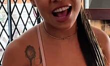 petite latina's sloppy deepthroat rimjob hides a cum-swallowing brunette secret