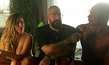 Caught spying, now roommate's big cock fucks my shaved pussy first time