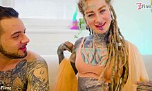 tattooed stretched atm & gaping finish with rough anal blowjob and cum on ass