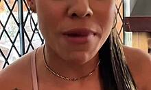 petite latina's sloppy deepthroat rimjob hides a cum-swallowing brunette secret