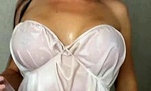 Oiled up titfuck with big slutty tits and messy cumshot!