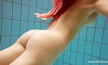 steamy deniska strips bikini underwater pool turns naked hot