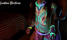 Wild slim girl fucked hard in UV light her shaved pussy takes it deep 😈🍑