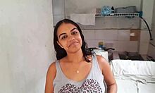 morena latina hangs out with stepbrother on washer alone at home homemade