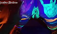 Wild slim girl fucked hard in UV light her shaved pussy takes it deep 😈🍑