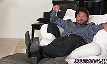 Petite teen rides monster cock then sucks it dry hard