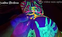 Wild slim girl fucked hard in UV light her shaved pussy takes it deep 😈🍑