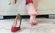 imagine my bound legs dipping toes in retro heels for classic foot fetish play