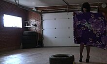 brunette juicy ass babe fucks anal doggystyle with huge dildo in hubby's garage 🔥🍑