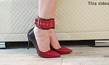 imagine my bound legs dipping toes in retro heels for classic foot fetish play