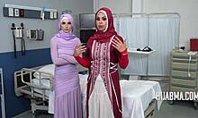 Arab wife cheats in hospital letting curvy fat doctor impregnate her hijab off