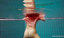 steamy deniska strips bikini underwater pool turns naked hot