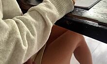 naughty spanish teacher bends over desk in heels fucks my cock hard during empty classroom