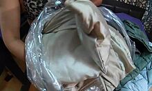 Milfycalla Drenched in Cum on Red Shiny Puffy Down Jacket After Intense Milf Blowbang