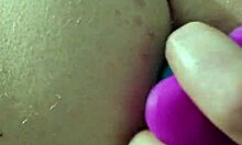 Chubby Brunette Gapes Ass with Rainbow Dildo Creampie