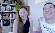 Alice Maze skinny Belgian milf takes rough anal stocking sex with Nikao deepthroat cumshot