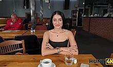 hunt4k shy brunette's toilet pickup turns wild stranger fuck