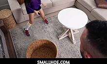 step dad family fucks tiny brunette teen stepdaughter freya von doom with big dick