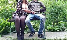 Stepmom's Massive Natural Tits Swing Wild as Chubby BBW Cougar Flashes Skirt for Outdoor Public Handjob Help!