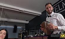 hunt4k shy brunette's toilet pickup turns wild stranger fuck