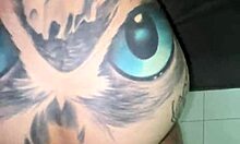 Tattooed Split-Tongue Girl Deepthroats Gags Chokes Cum on Face