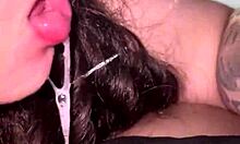 Tattooed Split-Tongue Girl Deepthroats Gags Chokes Cum on Face