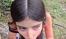 skinny latina karol smith petite slut wife blows load outdoors in public forest adventure