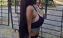 skinny latina karol smith petite slut wife blows load outdoors in public forest adventure