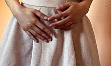 Sweet petite teen maiskii rips clothes for solo dildo fingering wet shaved pussy orgasm striptease